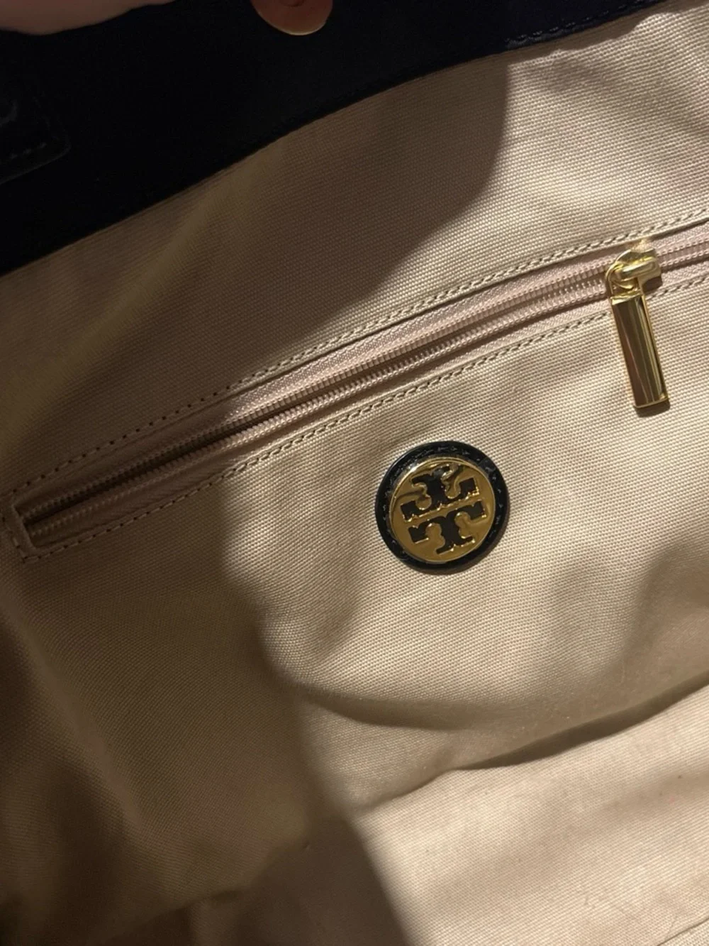 Tory Burch Black Nylon Tote with Patent Trim